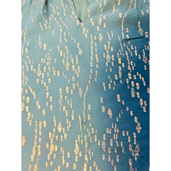 Lilly Pulitzer Matilda Silk Turquoise Metallic Fish Print Fairy Victorian Top XS - Picture 4 of 10